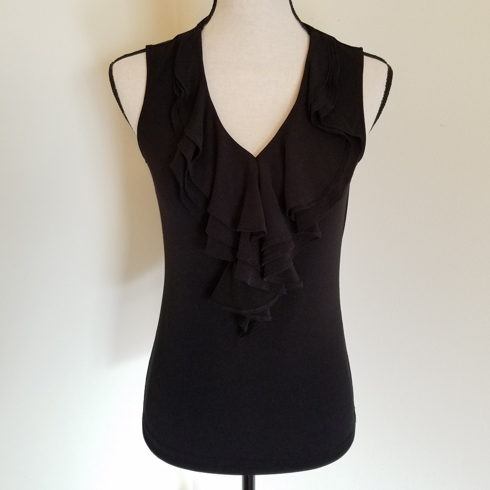 Grace Black Ruffle Sleeveless Top